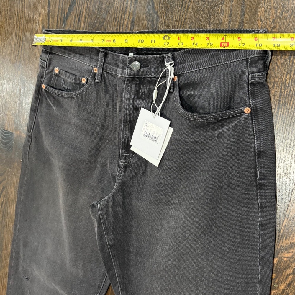 Pistola Lexi Mid Rise Bowed Straight Jeans Women 36x29 32 Mercury Black - Picture 10 of 13
